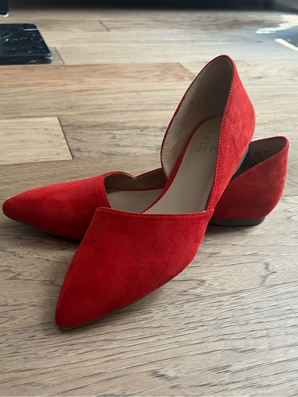Naturalizer Red Pointed Toe D'Orsay Flats - Picture 2 of 5